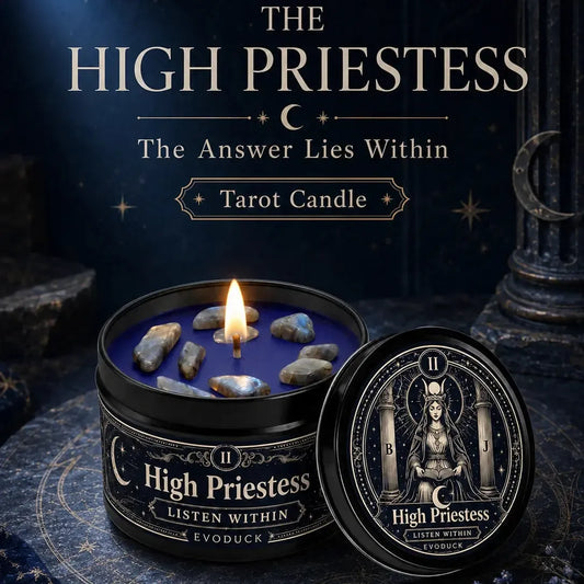The High Priestess Tarot Candle – Scented Crystal Witchy Altar Candle-MoonChildWorld