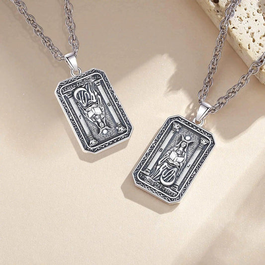 The High Priestess Tarot Cards Necklace Major Arcana Divination Pendant Witch Jewelry-MoonChildWorld