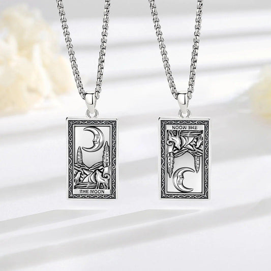The Moon Tarot Cards Necklace Major Arcana Divination Pendant Witch Jewelry-MoonChildWorld