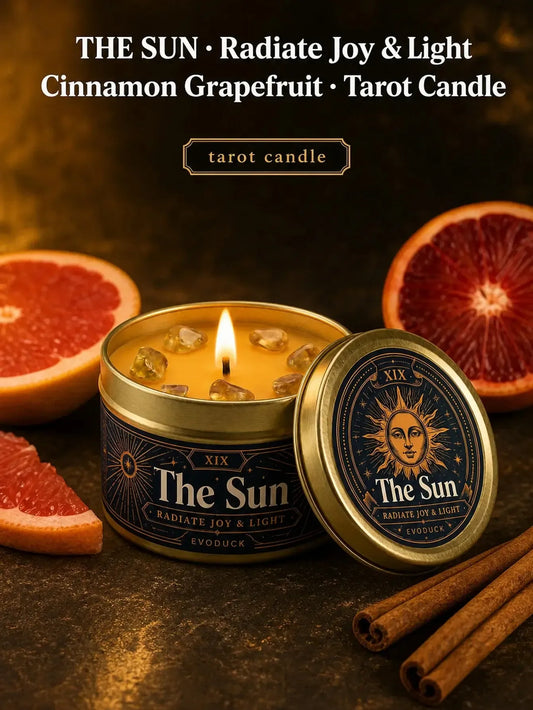 The Sun Tarot Candle – Scented Crystal Candle for Witchy Altar Decor-MoonChildWorld