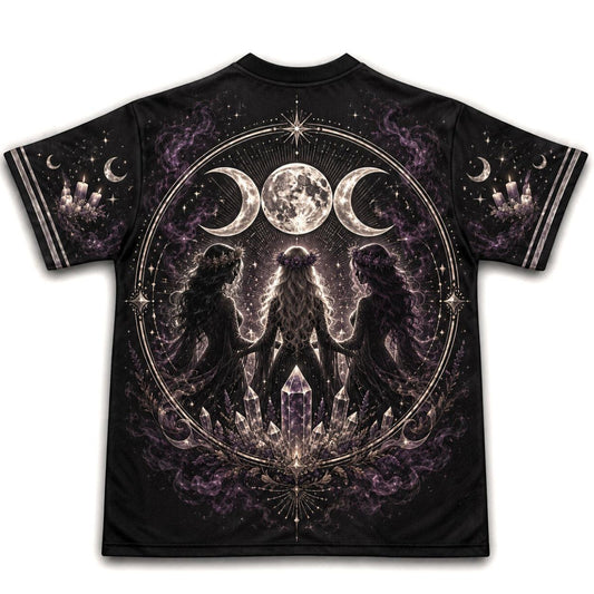 Three Witches Crystal Ball T-Shirt Triple Moon Coven Tee back view