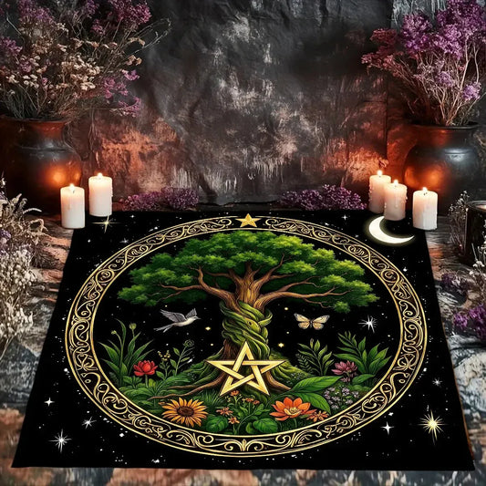 Tree of Life Moon Phase Tarot Altar Cloth-MoonChildWorld