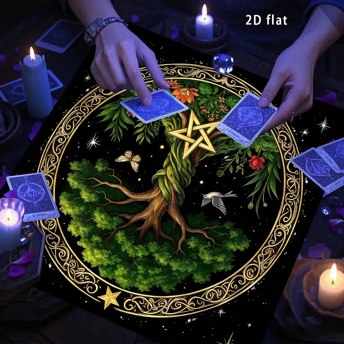 Tree of Life Moon Phase Tarot Altar Cloth-MoonChildWorld