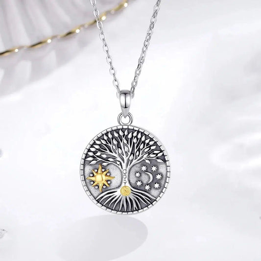 Tree of Life Necklace Wicca Pagan Sun Moon Jewelry-MoonChildWorld