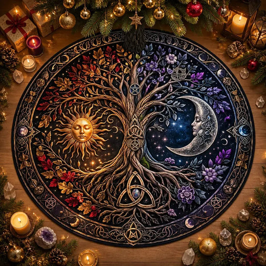 Tree of Life Sun and Moon Yule Tree Skirt – Pagan Witchy Gothic Decor_mockup_1.webp