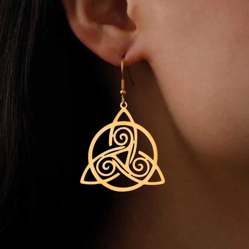 Trinity Celtic Knot Earrings Spiral Triskele Triskelion Earrings-MoonChildWorld