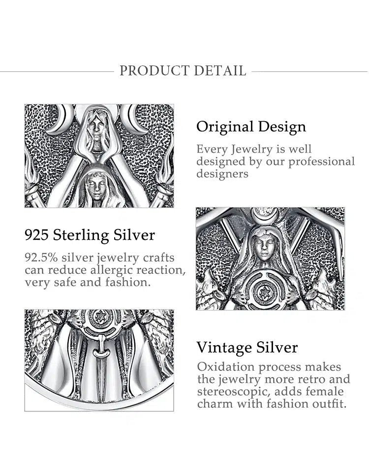 Triple Moon Goddess Necklace Hecate Amulet Pendant Triple Goddess Jewelry-MoonChildWorld