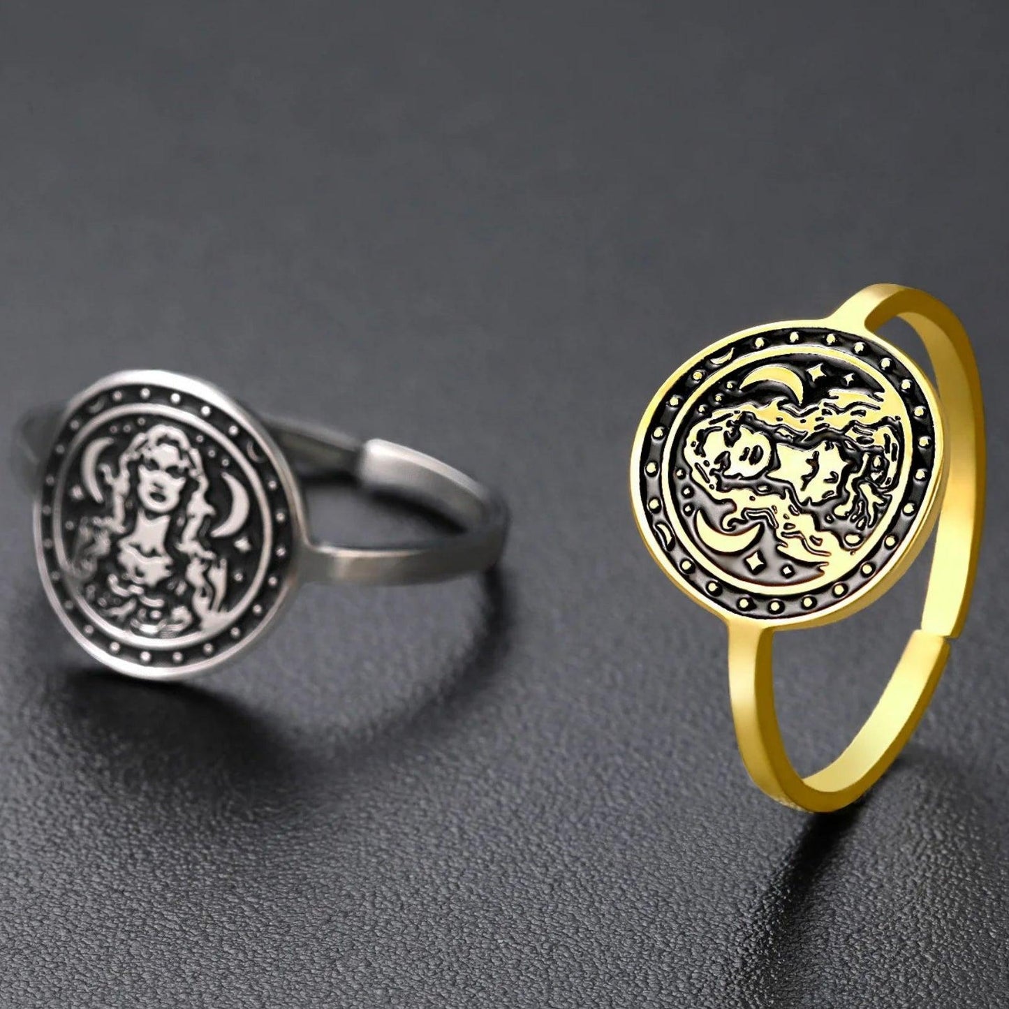 Triple Moon Goddess Ring - Witch Hecate Goddess Ancient Greek Mythology Ring Wiccan Jewelry-MoonChildWorld