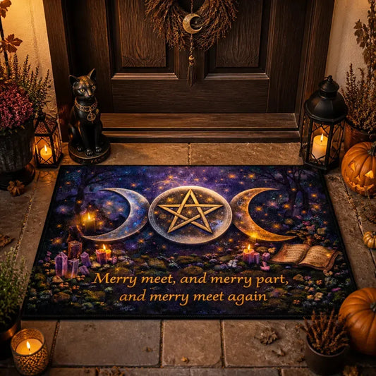 Triple Moon Pentagram Witchy Doormat โ Wicca Pagan Welcome Mat for Yule Home Decor_mockup_1.webp