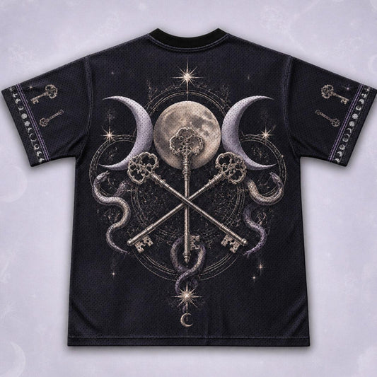 Triple Moon Three Witches T-Shirt Skeleton Key Serpent Tee back view
