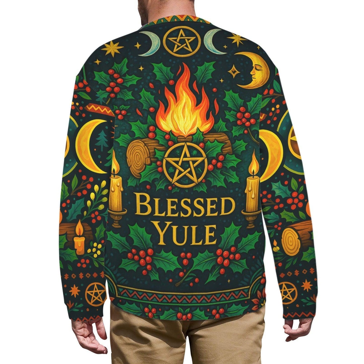 Triple Moon Wicca Christmas Sweatshirt Pagan Yule Sweater-MoonChildWorld