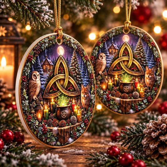 Triquetra Celtic Knot Pagan Yule Ceramic Ornaments - Wiccan Christmas Tree Decor-MoonChildWorld