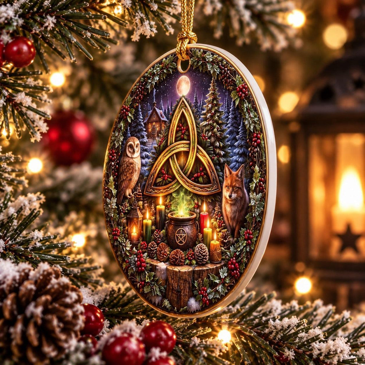 Triquetra Celtic Knot Pagan Yule Ceramic Ornaments - Wiccan Christmas Tree Decor-MoonChildWorld