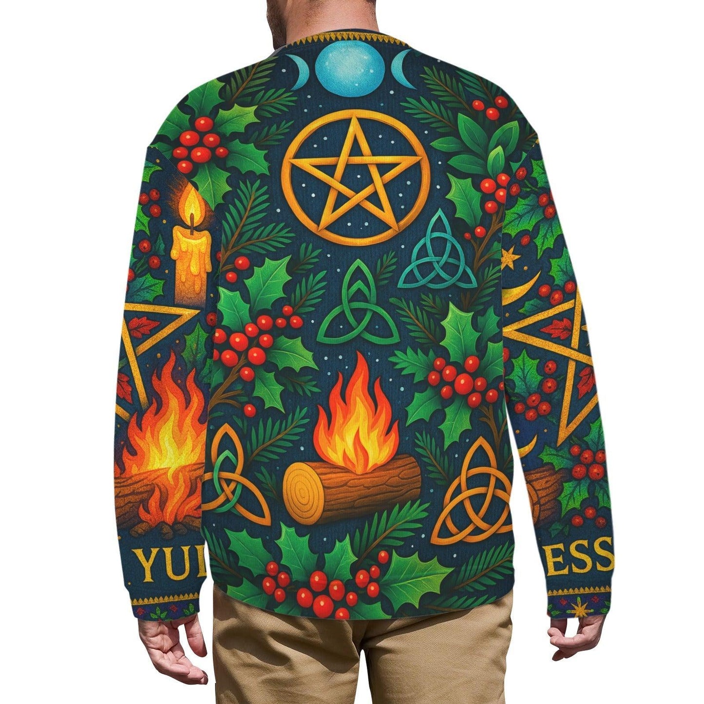 Triquetra Pentacle Triple Moon Wicca Yule Sweatshirt Pagan Christmas Sweater-MoonChildWorld