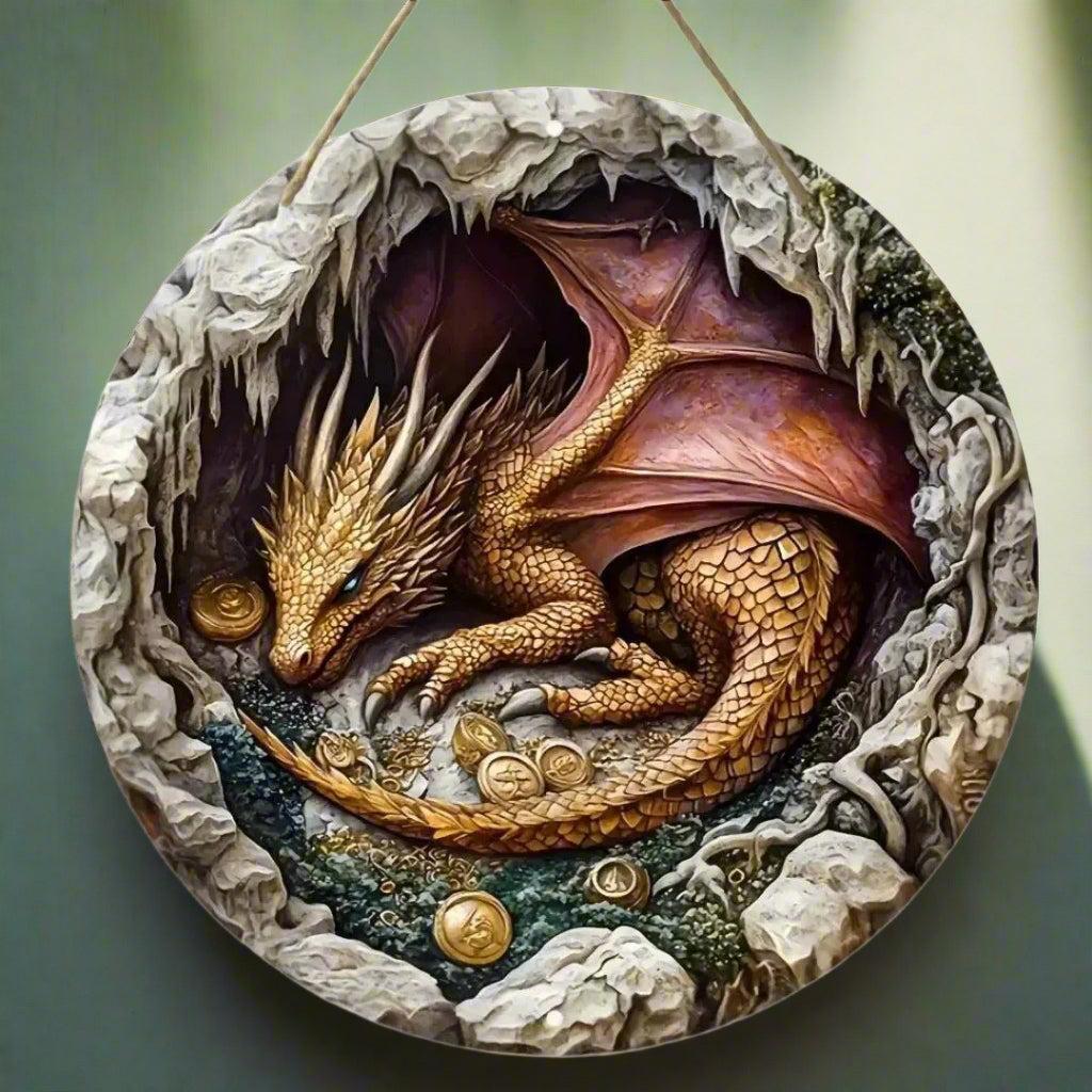 Vintage Dragon Wooden Sign Mythical Dragon Hanging Sign-MoonChildWorld