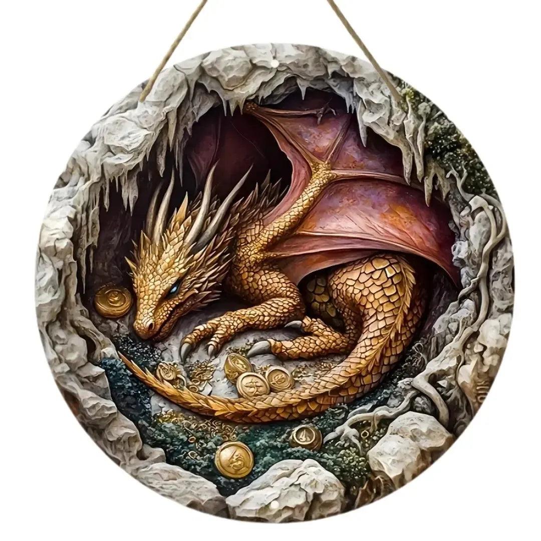 Vintage Dragon Wooden Sign Mythical Dragon Hanging Sign-MoonChildWorld