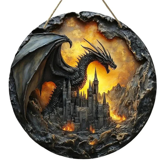 Vintage Dragon Wooden Sign Mythical Dragon Hanging Sign-MoonChildWorld