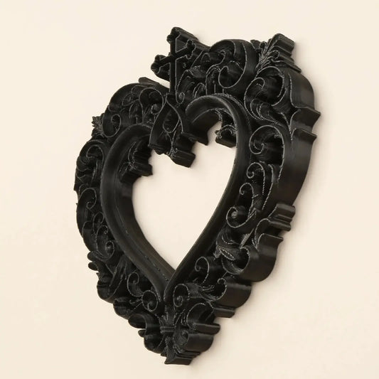 Vintage Scroll Heart Cross Wall Ornament – close-up of scroll detailing
