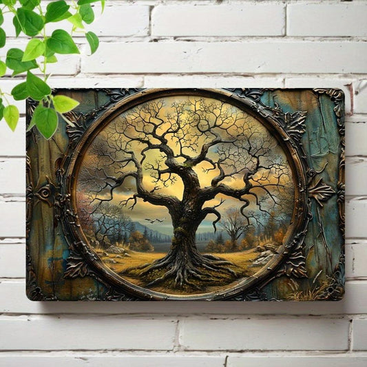 Vintage Tree of Life Metal Sign Pagan Wall Hanging Spiritual Home Decor-MoonChildWorld