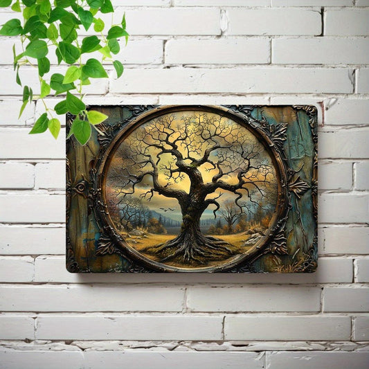Vintage Tree of Life Metal Sign Pagan Wall Hanging Spiritual Home Decor-MoonChildWorld