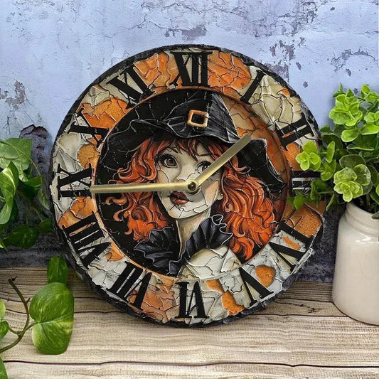 Vintage Witch Wall Clock for Halloween Home Decorations-MoonChildWorld