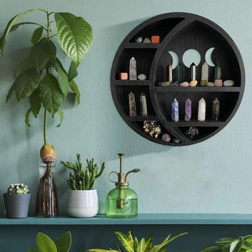 Crescent Moon Shelf for Crystals Stone Essential Oil-MoonChildWorld