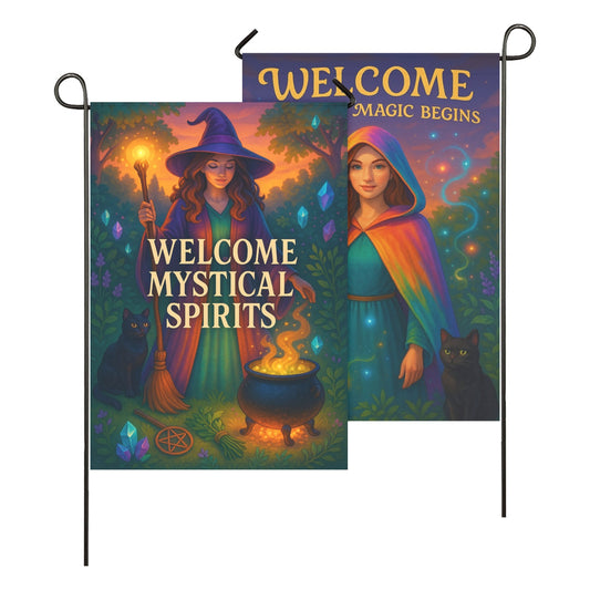 Welcome Welcome Witch Garden Flag and House Flag - Witchy Outdoor Decor-MoonChildWorld