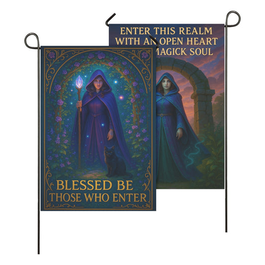 Welcome Witch Garden Flag and Wiccan House Flag - Mystical Outdoor Decor-MoonChildWorld
