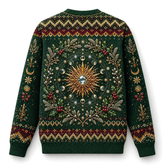 Wheel Of The Year Sweater Sabbat Candle Green Pagan Knit back view
