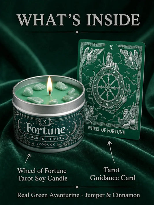 Wheel of Fortune Tarot Candle – Scented Crystal Witchy Altar Candle-MoonChildWorld