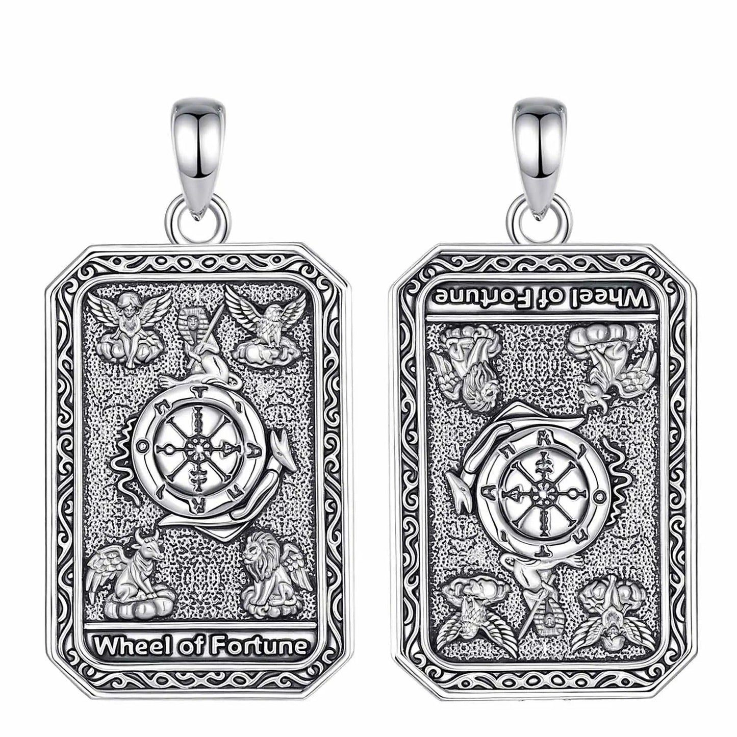 Wheel of Fortune Tarot Cards Necklace Major Arcana Divination Pendant Witch Pagan Jewelry-MoonChildWorld