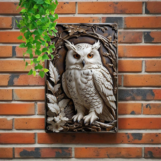 White Owl Metal Sign Spirit Animal Wall Sign Mystic Owl Home Decor-MoonChildWorld