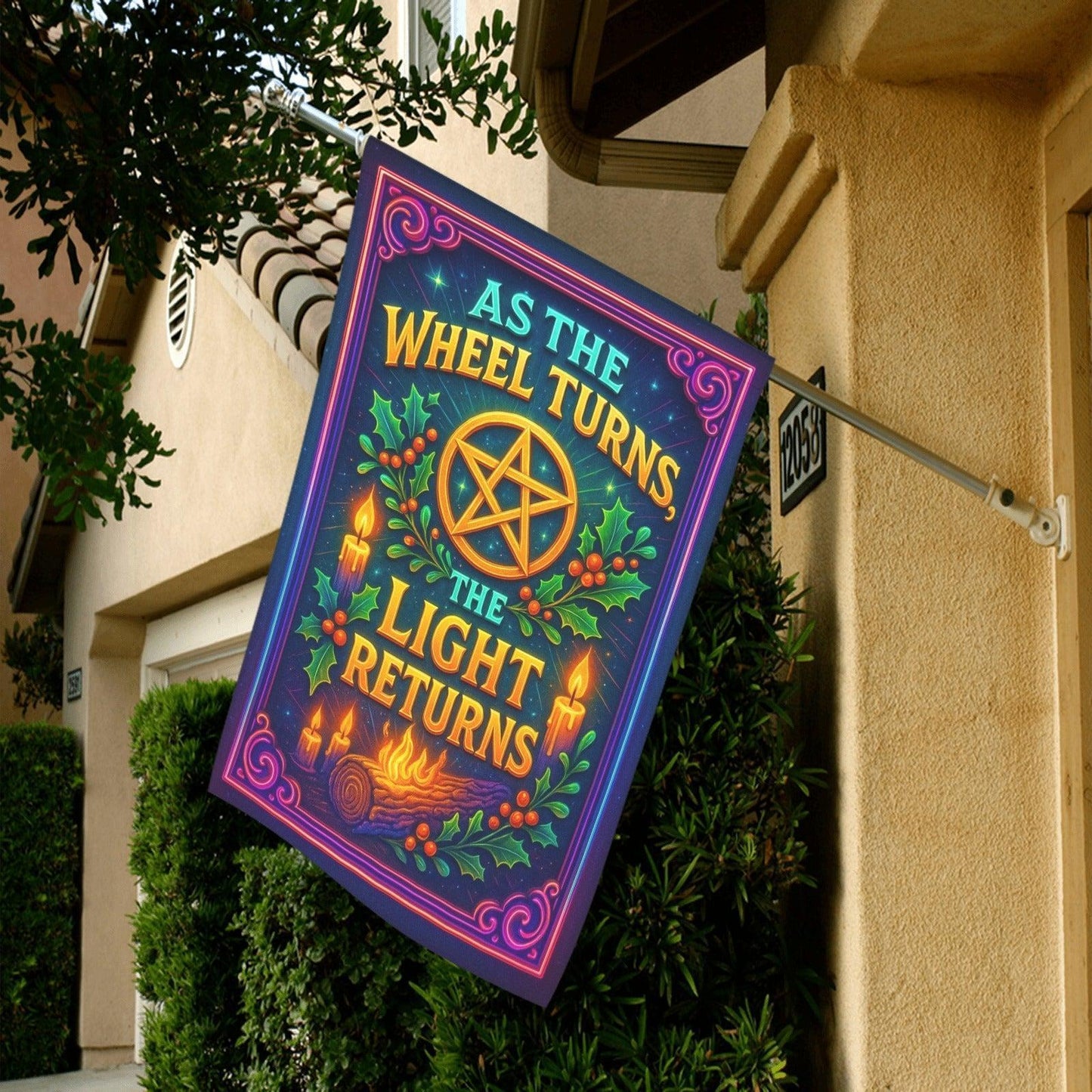 Wicca Blessed Yule Garden Flag and House Flag for Pagan Yule Decor-MoonChildWorld