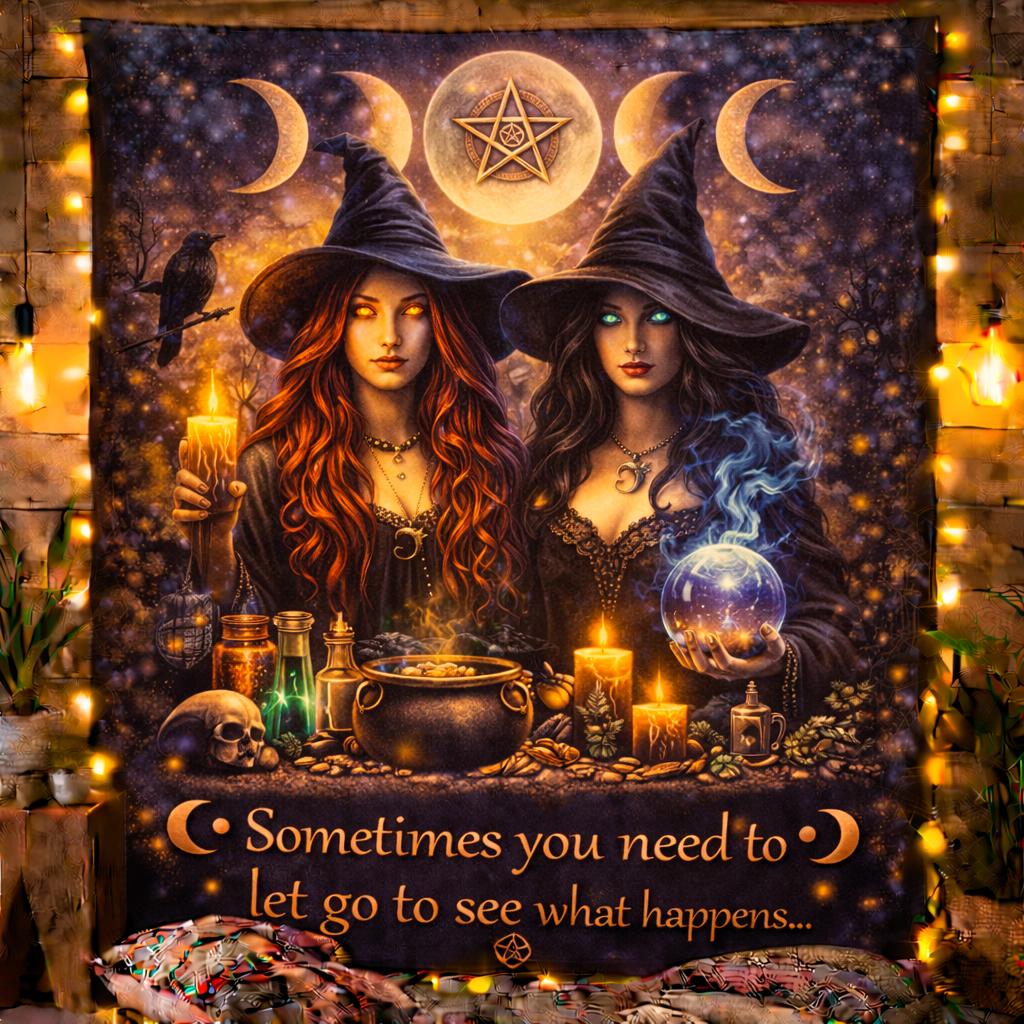 Wicca Moon Phases Dark Witch Tapestry – Gothic Occult Halloween Wall Hanging-MoonChildWorld