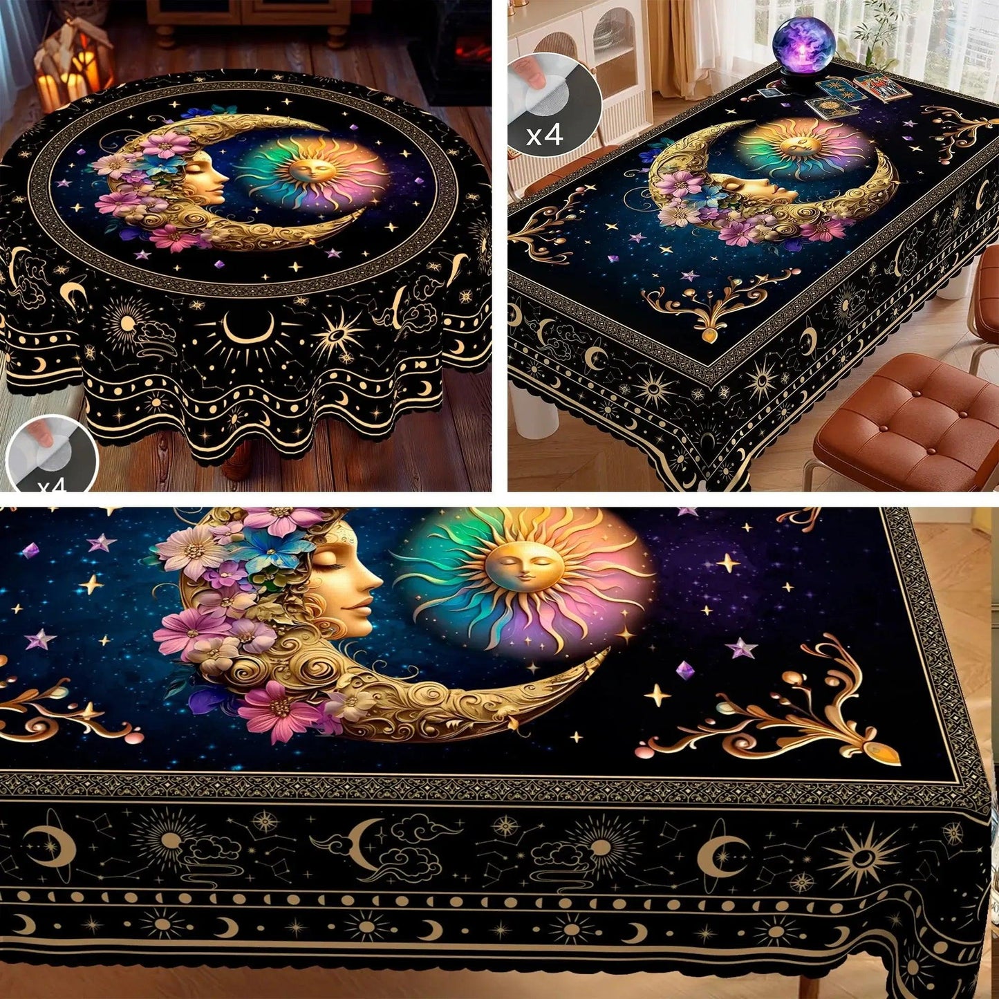 Wicca Moon Sun Bohemian Tablecloth-MoonChildWorld