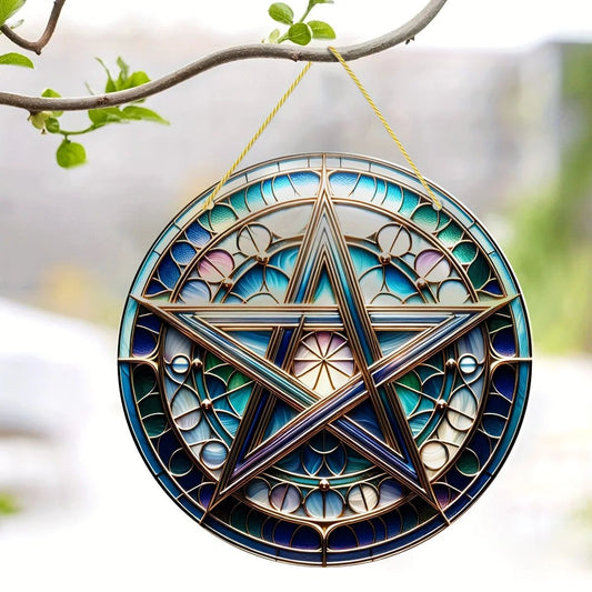Wicca Pentacle Suncatcher Witchcraft Acrylic Sign-MoonChildWorld