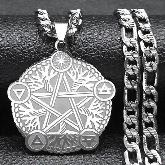 Wicca Tree of Life Pentacle Necklace Wiccan Jewelry-MoonChildWorld