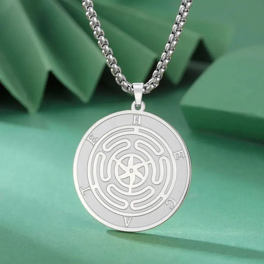 Wicca Triple Moon Goddess Necklace Hecate Wheel Double Sides Pendant Greek Mythology Jewelry-MoonChildWorld