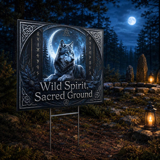Wild Spirit Sacred Ground Wicca Yard Sign - garden display
