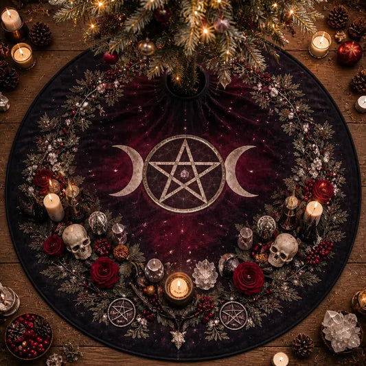 Moon Phases Triple Moon Yule Tree Skirt – Pagan Witch Gothic Decor_mockup_1.webp