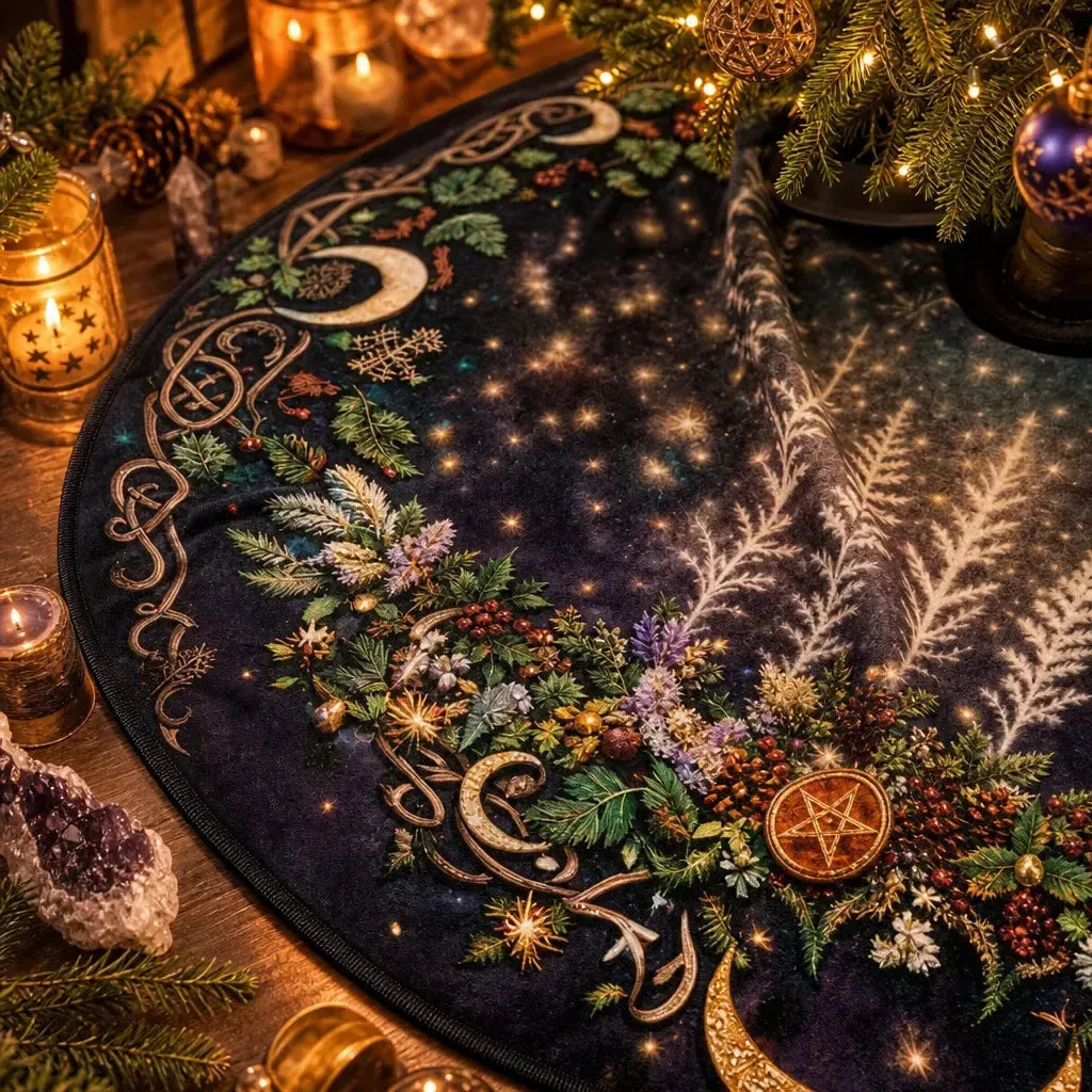 Winter Solstice Witch Yule Tree Skirt – Pagan Gothic Decor_mockup_4.webp