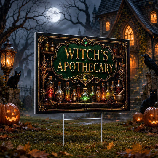Witch Apothecary Halloween Yard Sign - garden display