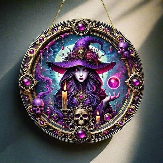 Witch Black Cat Spooky Suncatcher Halloween Acrylic Sign-MoonChildWorld