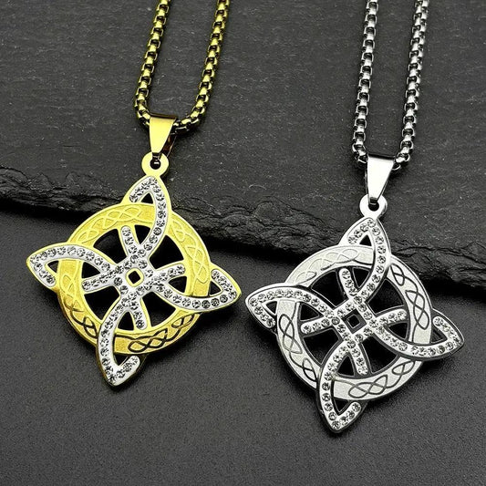Witch Celtic Knot Pendant Necklace Rhinestones Witchcraft Jewelry-MoonChildWorld