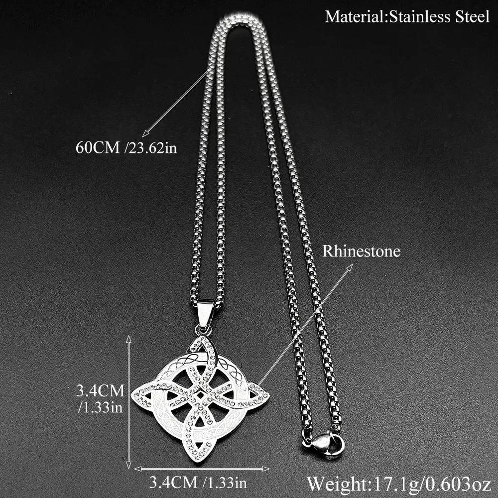 Witch Celtic Knot Pendant Necklace Rhinestones Witchcraft Jewelry-MoonChildWorld