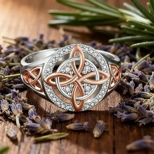 Witch Celtic Knot Rings with Zircon Protection Witchcraft Ring-MoonChildWorld