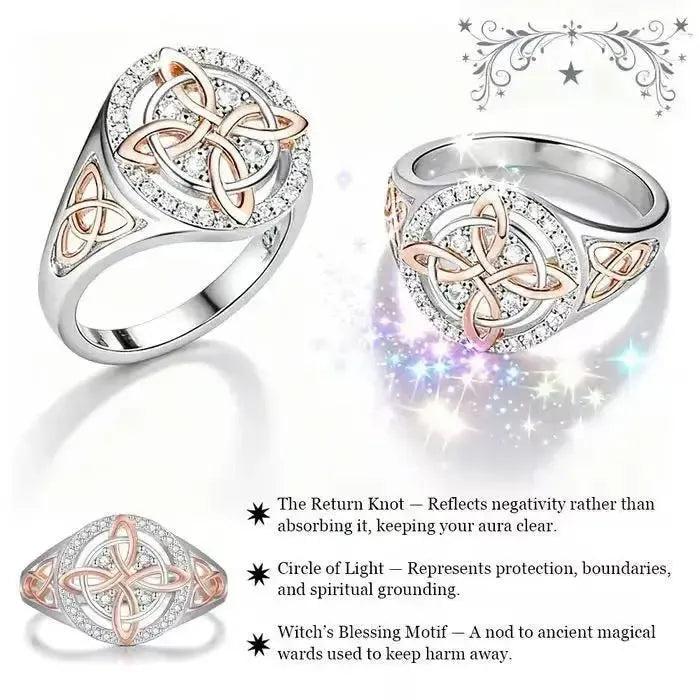 Witch Celtic Knot Rings with Zircon Protection Witchcraft Ring-MoonChildWorld