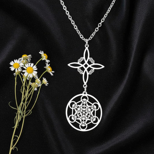 Witch Celtic Knot and Metatron Necklace Wicca Protection Talisman Spiritual Jewelry-MoonChildWorld