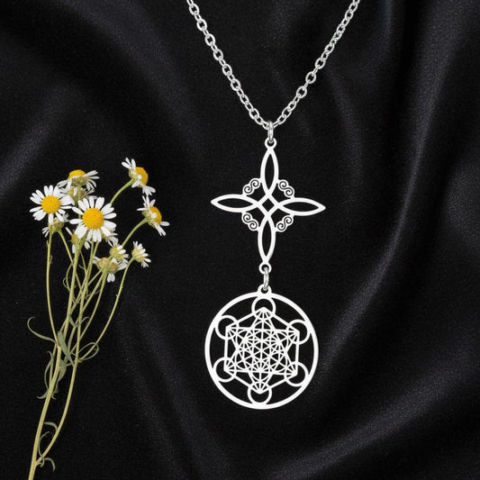 Witch Celtic Knot and Metatron Necklace Wicca Protection Talisman Spiritual Jewelry-MoonChildWorld