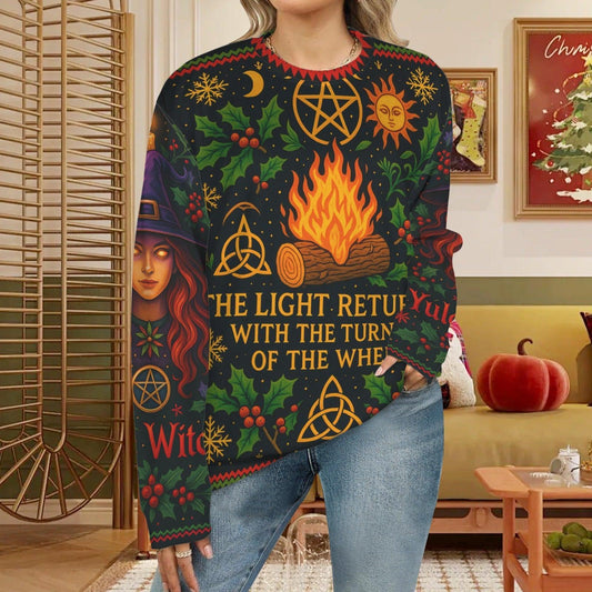 Witch Christmas Sweater Pagan Yule Sweatshirt-MoonChildWorld
